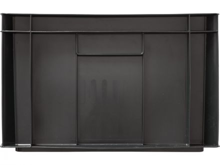 Ящик мясной 600х400х250 сплошной черный с закрытыми ручками