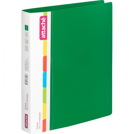 Папка на 2-х кольцах Attache 42 мм зеленая до 250 листов (пластик 0.7 мм)