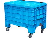 Контейнер п/э 1017х636х793 сплошной, на колёсах, с крышкой на петлях, с КШ 1 внешняя резьба цв. сини