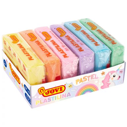 Пластилин растительный JOVI, 6 цветов пастель, 50г, дисплей, картон