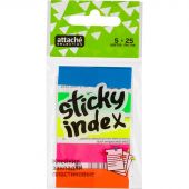 Клейкие закладки Attache Selection пластиковые 5 цветов по 25 листов 45x12 мм