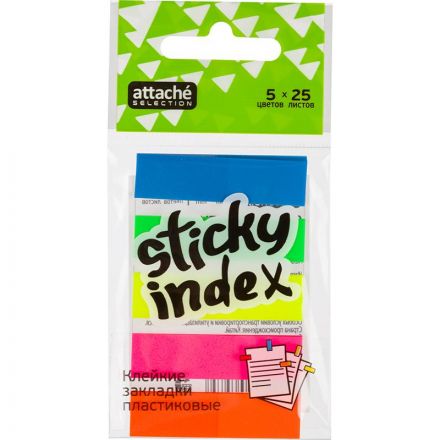 Клейкие закладки Attache Selection пластиковые 5 цветов по 25 листов 45x12 мм