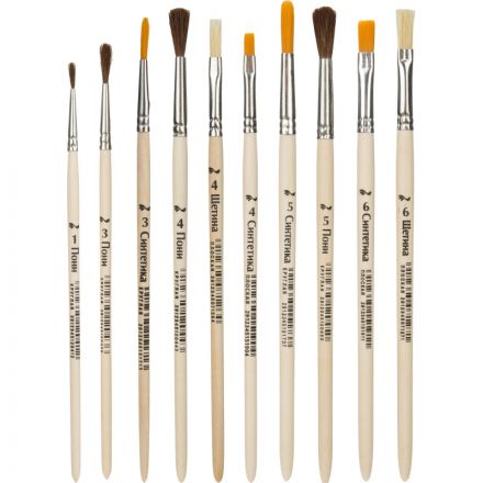 Кисть наб10 №1School ColorPics,пони кр1,3,4,5;син кр3,5;син пл4,6;щет пл4,6