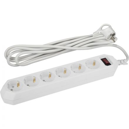 Сетевой фильтр ЭРА 5м 6 розеток, белый (USF-6es-5m-W-BOX)