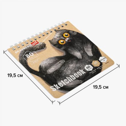 Скетчбук, белая бумага 120 г/м2 + крафт 80 г/м2 195х195 мм, 60 + 20 л., гребень, BRAUBERG ART DEBUT, 112983 Скетчбук, белая бумага 120 г/м2 + крафт 80 г/м2 195х195 мм, 60 + 20 л., гребень, BRAUBERG ART DEBUT, 112983