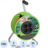 Удлинитель силовой ЭРА ПВС 2х1мм2 30м на пласт.катушке б/з 4 розетки