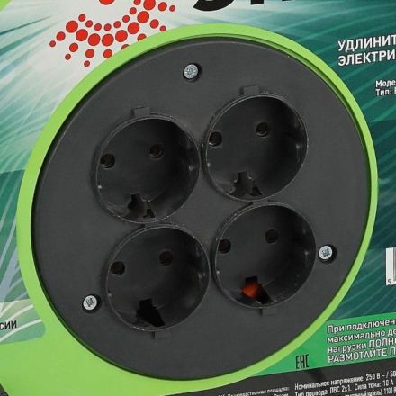 Удлинитель силовой ЭРА ПВС 2х1мм2 30м на пласт.катушке б/з 4 розетки