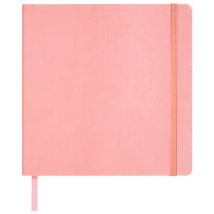 Скетчбук, слоновая кость 140 г/м2 200х200 мм, 80 л., КОЖЗАМ, резинка, BRAUBERG ART CLASSIC, пастель розовый, 116880
