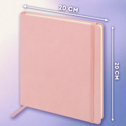 Скетчбук, слоновая кость 140 г/м2 200х200 мм, 80 л., КОЖЗАМ, резинка, BRAUBERG ART CLASSIC, пастель розовый, 116880