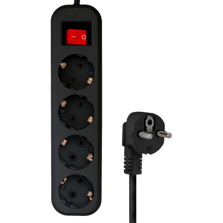 Сетевой фильтр PROGIX SF4PB2 4р/2м черный, 3х0,75мм, 10А/2000Вт