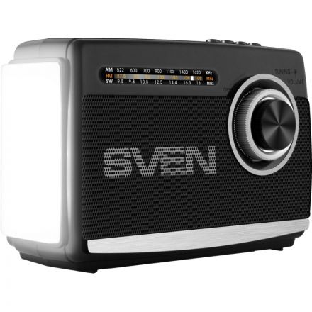 Радиоприемник Sven SRP-155, чёрный, BT/FM/AM/SW/USB/microSD, фонарь, аккум