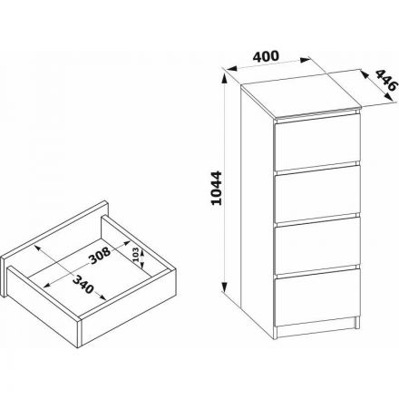 Комод Сокол Т-4р  Дуб сонома/белый