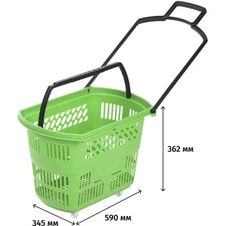 Корзина-тележка REK_Комус Мебель B35C.ECO.GR.BL 35л зелен. с чер.руч