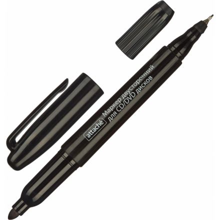 Маркер для CD Attache черный двусторонний (толщина линии 0.7 и 1 мм)