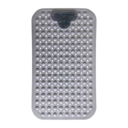 Коврик для ванны противоскользящий с теркой для ступней 70х40 см, серый, ПВХ, присоски, PRIMILA (ПРИМИЛА), 700374