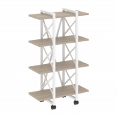 Loft Стеллаж на колесных опорах-4 полки VR.L-MST.K-4.4V Дуб аттик/Белый металл 800*400*1334