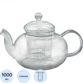 Чайник заварочный 1000мл стекл. ЛИПОВЫЙ ЦВЕТ со стеклянным ситом (TP075)
