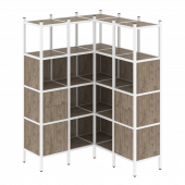 Loft Угловой внутренний стеллаж наборный VR.L-33 Тиквуд тёмный/Белый металл 1278*1278*1869