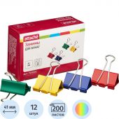 Зажимы для бумаг Attache 41 мм цветные (12 штук в упаковке)