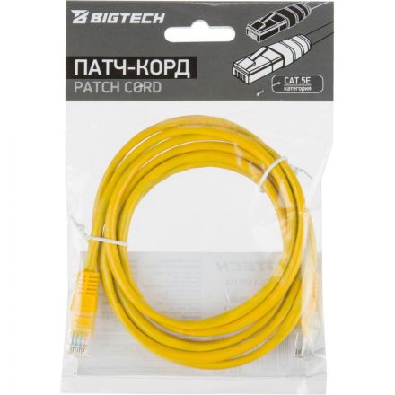Патч-корд BigTech OPCC021 UTP CCA кат.5e/2м/литой/многожильный (желтый)