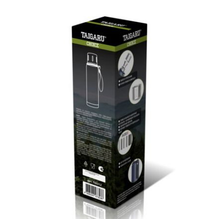 Термос 0,5л CHOICE, нержавеющая сталь SUS316, крышка/кружка, ремешок, синий матовый, TAIGARU (ТАЙГАРУ), 700312