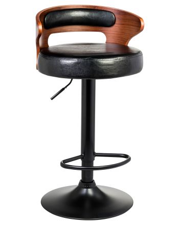 Стул барный DOBRIN FRED BLACK, коричневое дерево, чёрный