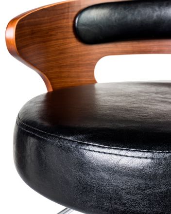 Стул барный DOBRIN FRED BLACK, коричневое дерево, чёрный