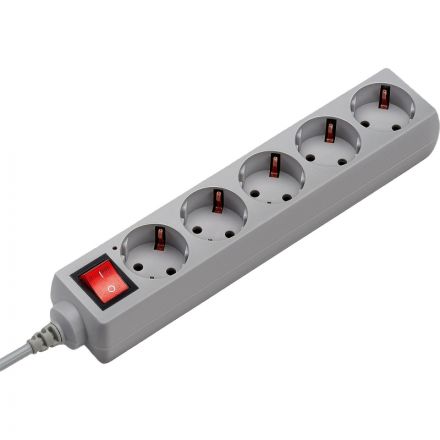Сетевой фильтр Buro 500SL-5-G 5м (5 розеток) серый (пакет ПЭ)