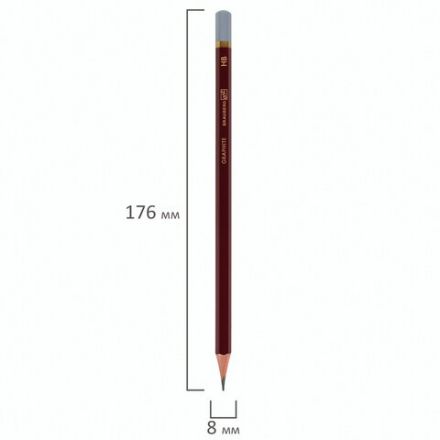 Карандаш чернографитный художественный HB, 1 шт., BRAUBERG ART "PREMIERE", ВЫСШЕЕ КАЧЕСТВО, 181886