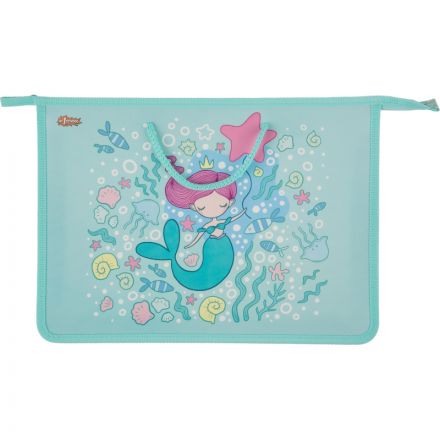 Папка для тетрадей №1School Русалка А4 на молн с ручкам,пластик, 45мм,ПТ-15