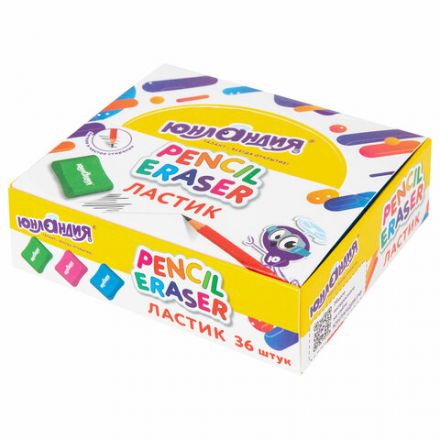 Ластик эргономичный ЮНЛАНДИЯ "СУПЕР", 33х21х10 мм, яркие цвета ассорти, 272667