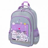 Рюкзак ПИФАГОР SCHOOL, 1 отделение, 3 кармана, "Cats selfie", 38x28х14 см, 273165