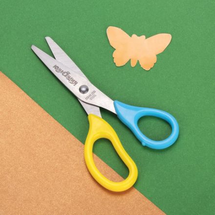 Ножницы ЮНЛАНДИЯ, 135 мм, с футляром для лезвий, мятно-голубые, блистер, 237110