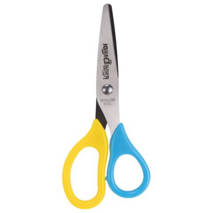 Ножницы ЮНЛАНДИЯ, 135 мм, с футляром для лезвий, мятно-голубые, блистер, 237110