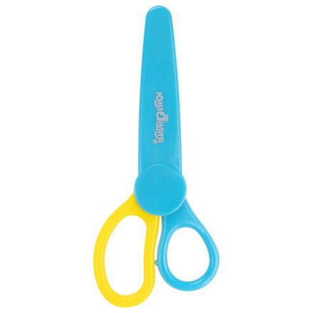 Ножницы ЮНЛАНДИЯ, 135 мм, с футляром для лезвий, мятно-голубые, блистер, 237110