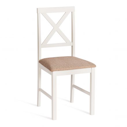 Обеденный комплект эконом Хадсон (стол + 4 стула)/ Hudson Dining Set, дерево гевея/мдф, стол: 110х70х75см / стул: 44х42х89см, ivory white (слоновая кость), ткань кор.-зол