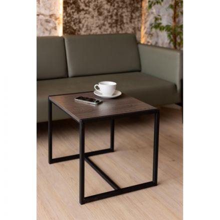 Стол журнальный TI_Комус Онега-3 490x490x455 мет чер/ЛДСП ясень анкор темн