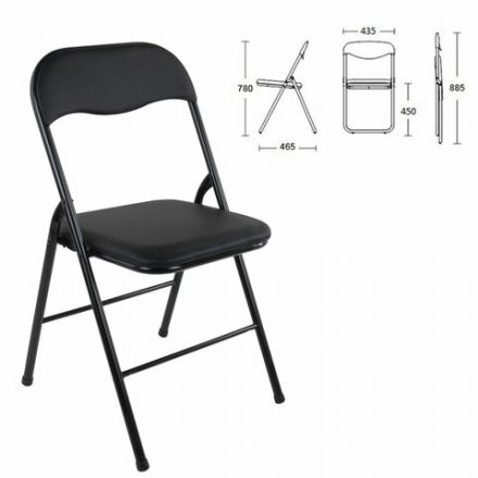 Стул складной BRABIX "Golf CF-007", черный каркас, кожзам черный, 531565 Стул складной BRABIX "Golf CF-007", черный каркас, кожзам черный, 531565