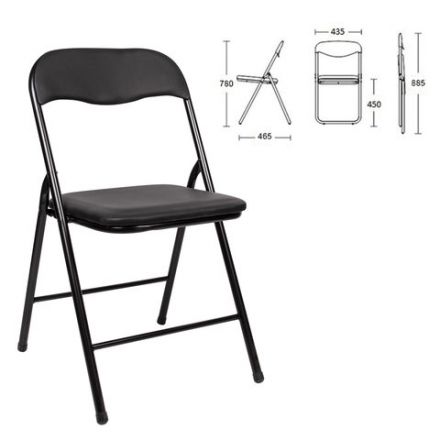 Стул складной BRABIX "Golf CF-007", черный каркас, кожзам черный, 531565 Стул складной BRABIX "Golf CF-007", черный каркас, кожзам черный, 531565