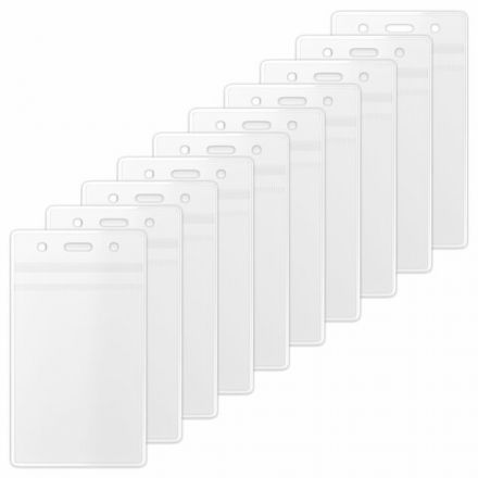 Бейдж вертикальный с ZIP-LOCK-замком (89x52 мм), КОМПЛЕКТ 10 шт., без держателя, BRAUBERG, 238785