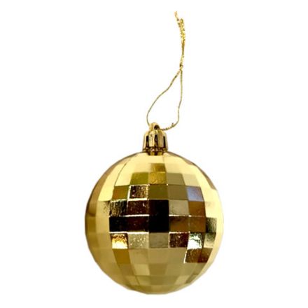 Украшение ёлочное 4 шт., 6 см, "Диско-шар", пластик, золотистый, ЗОЛОТАЯ СКАЗКА, 592484