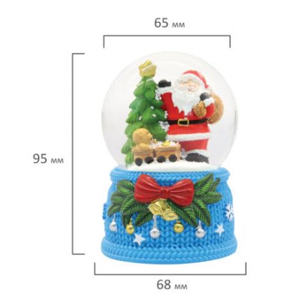 Снежный шар "Дед Мороз" диаметр 65 мм, полистоун/стекло, 2 дизайна ассорти, ЗОЛОТАЯ СКАЗКА, 592598