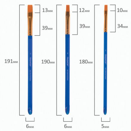 Кисти ПИФАГОР, набор 5 шт. (СИНТЕТИКА: плоские № 1, 2, 3, 4, 5), пакет с европодвесом, 200888 Кисти ПИФАГОР, набор 5 шт. (СИНТЕТИКА: плоские № 1, 2, 3, 4, 5), пакет с европодвесом, 200888