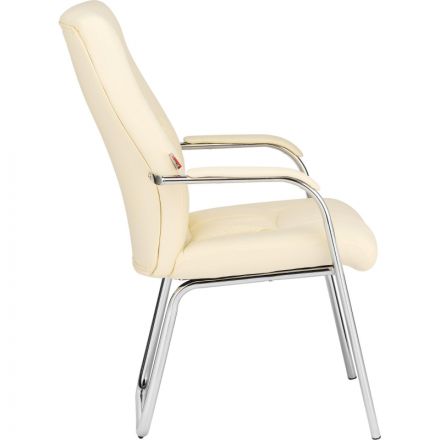 Конференц-кресло BN_TQ_Echair-807 VPU кожзам бежевый, хром