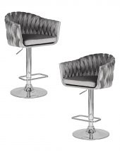 Набор 2 шт Стул барный DOBRIN MARCEL, серый велюр (MJ9-75)