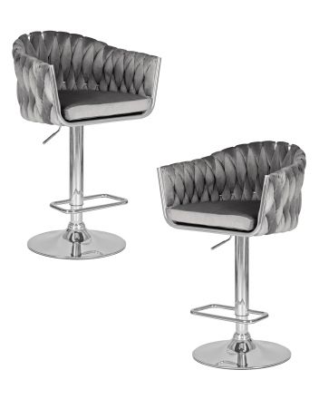 Набор 2 шт Стул барный DOBRIN MARCEL, серый велюр (MJ9-75)