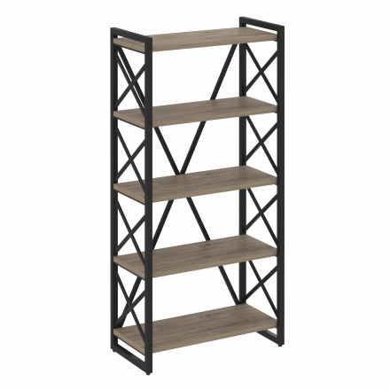 Loft Стеллаж на регулируемых опорах-5 полок VR.L-MST.O-5.8 Тиквуд тёмный/Чёрный металл 800*400*1650