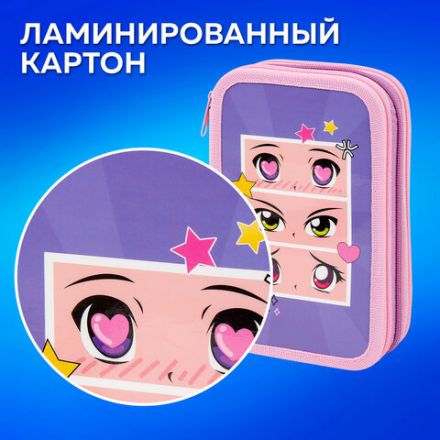 Пенал ПИФАГОР, 3 отделения, ламинированный картон, 19х11 см, "Anime eyes", 272251 Пенал ПИФАГОР, 3 отделения, ламинированный картон, 19х11 см, "Anime eyes", 272251