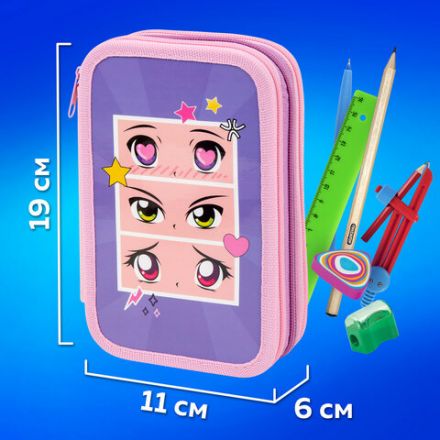 Пенал ПИФАГОР, 3 отделения, ламинированный картон, 19х11 см, "Anime eyes", 272251 Пенал ПИФАГОР, 3 отделения, ламинированный картон, 19х11 см, "Anime eyes", 272251