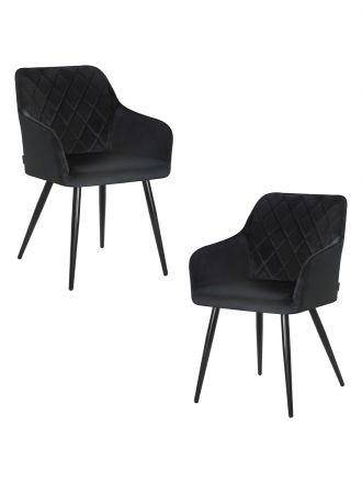 Набор 2 шт Стул обеденный DOBRIN ROBERT, черные матовые ножки, велюр V108-77 Чёрный